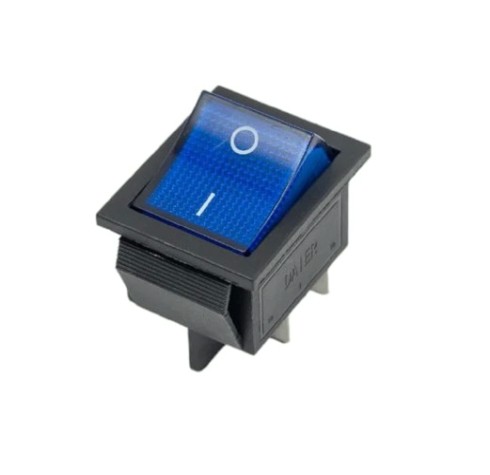 Выключатель клавишный REXANT 250V 16A (4с) ON-OFF синий с подсветкой (RWB-502, SC-767, IRS-201-1) [36-2331-1]