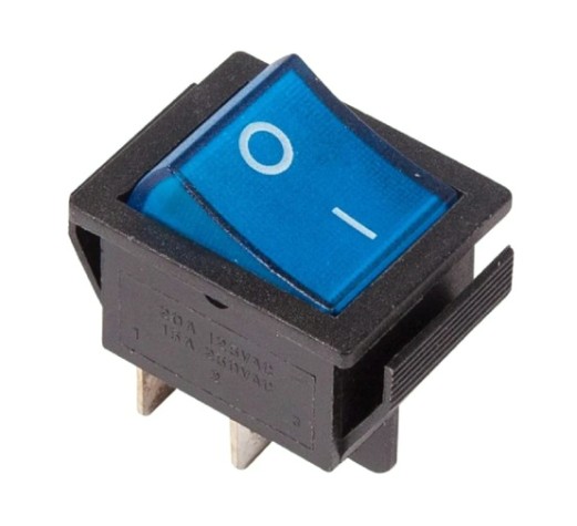 Выключатель клавишный REXANT 250V 16A (4с) ON-OFF синий с подсветкой (RWB-502, SC-767, IRS-201-1) [36-2331-1]
