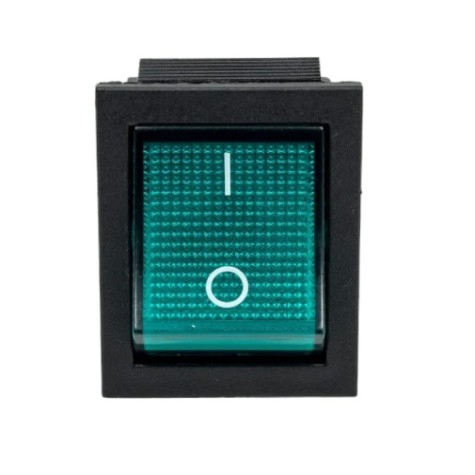 Выключатель клавишный REXANT 250V 16A (4с) ON-OFF зеленый с подсветкой (RWB-502, SC-767, IRS-201-1) [36-2332-1]