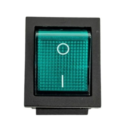 Выключатель клавишный REXANT 250V 16A (4с) ON-OFF зеленый с подсветкой (RWB-502, SC-767, IRS-201-1) [36-2332-1]