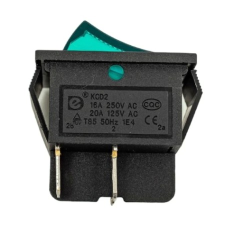 Выключатель клавишный REXANT 250V 16A (4с) ON-OFF зеленый с подсветкой (RWB-502, SC-767, IRS-201-1) [36-2332-1]