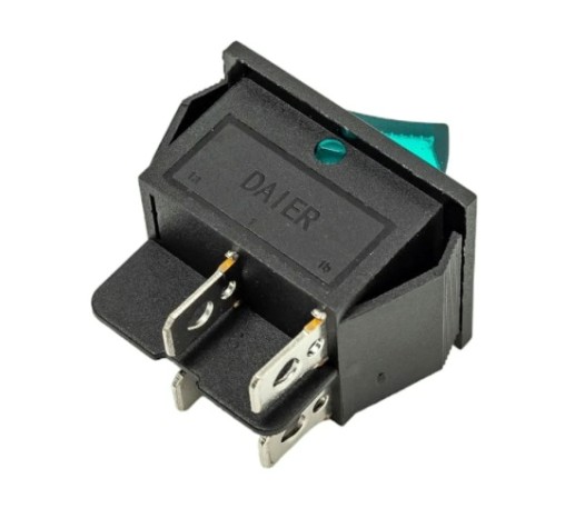 Выключатель клавишный REXANT 250V 16A (4с) ON-OFF зеленый с подсветкой (RWB-502, SC-767, IRS-201-1) [36-2332-1]