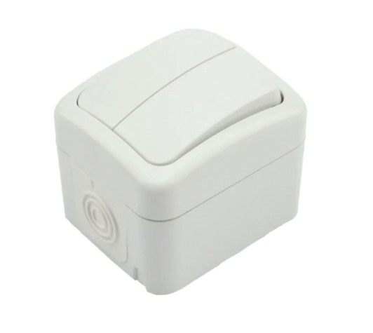 Выключатель Kranz KR-78-0602 двухклавишный Mini OG IP54, о/у, белый Выключатель Kranz KR-78-0602 двухклавишный Mini OG IP54, о/у, белый