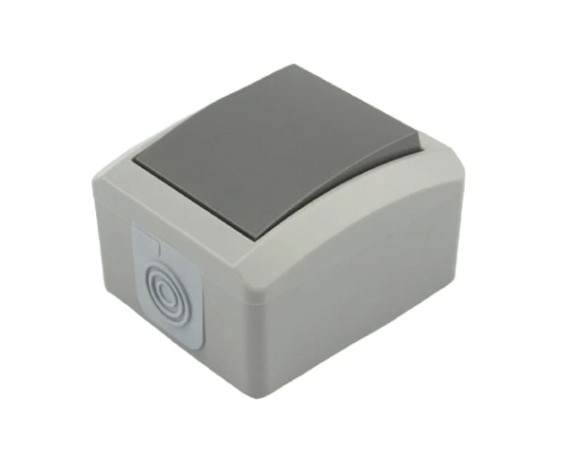 Выключатель Kranz KR-78-0608 одноклавишный INDUSTRIAL IP54, о/у, серый Выключатель Kranz KR-78-0608 одноклавишный INDUSTRIAL IP54, о/у, серый