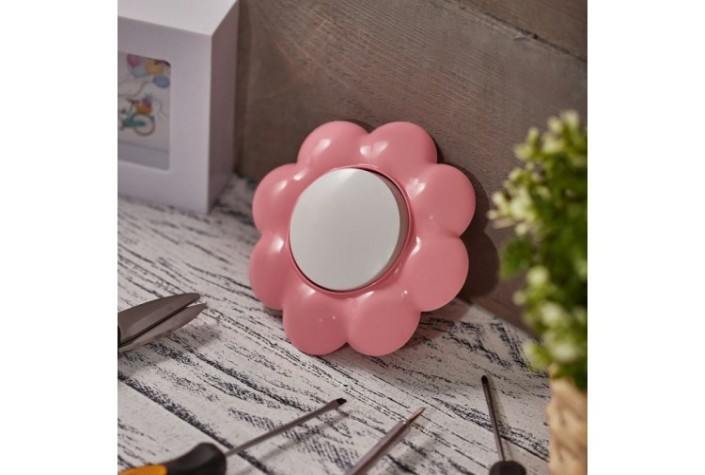 Выключатель Kranz KR-78-0623 одноклавишный HAPPY с/у, Цветок, белый/розовый