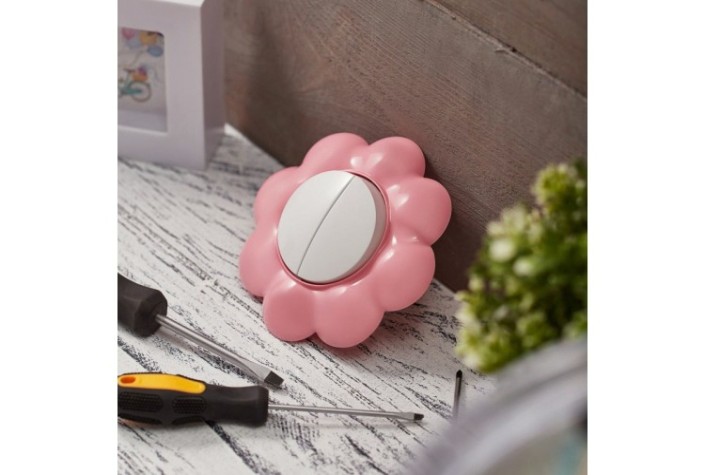 Выключатель Kranz KR-78-0624 двухклавишный HAPPY с/у, Цветок, белый/розовый