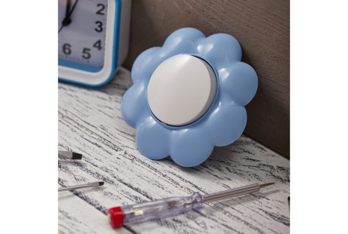 Выключатель Kranz KR-78-0626 одноклавишный HAPPY с/у, Цветок, белый/голубой