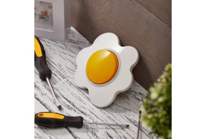 Выключатель Kranz KR-78-0629 одноклавишный HAPPY с/у, Яичница, желтый/белый