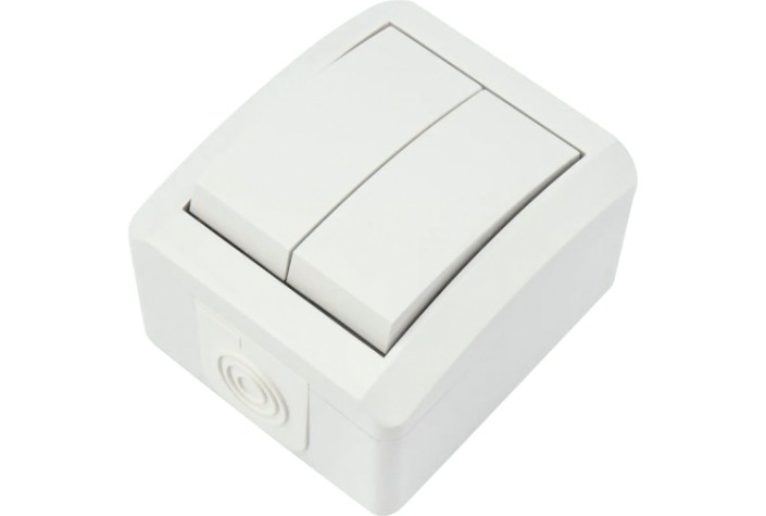 Выключатель Kranz KR-78-0832 двухклавишный INDUSTRIAL IP54, о/у, белый Выключатель Kranz KR-78-0832 двухклавишный INDUSTRIAL IP54, о/у, белый