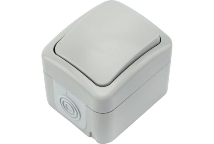 Выключатель Kranz KR-78-0837 проходной Mini OG IP54, о/у, серый Выключатель Kranz KR-78-0837 проходной Mini OG IP54, о/у, серый