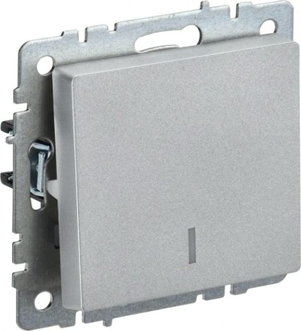 Выключатель одноклавишный IEK BRITE ВС10-1-1-БрА 10А с индикацией алюм. [BR-V10-1-10-K47]