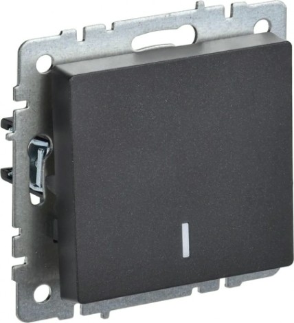 Выключатель одноклавишный IEK BRITE ВС10-1-1-БрЧ 10А с индикацией, черный [BR-V10-1-10-K02]