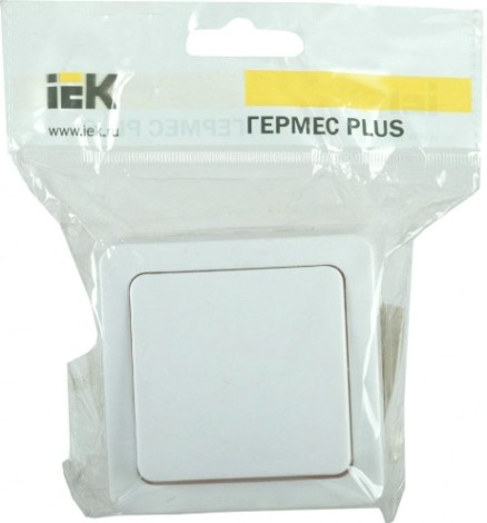 Выключатель одноклавишный IEK Гермес Plus ВС20-1-0-ГПБ 10А IP54, белый [EVMP10-K01-10-54-EC]