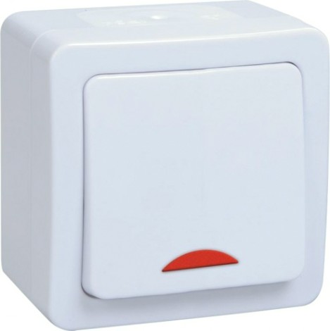 Выключатель одноклавишный IEK GERMES Plus ВС20-1-1-ГПБ 10А с индикацией, белый [EVMP11-K01-10-54-EC]