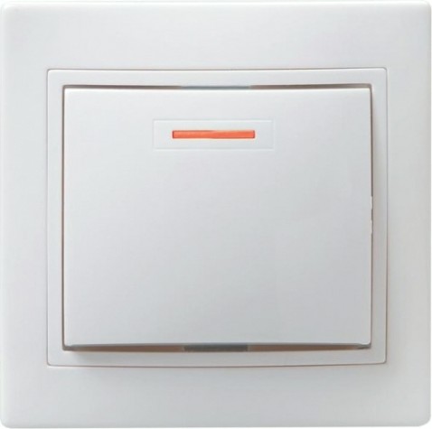 Выключатель одноклавишный IEK Кварта ВС10-1-1-КБ 10А IP20 с индикацией, белый [EVK11-K01-10-DM]