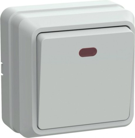 Выключатель одноклавишный IEK Октава ВС20-1-1-ОБ 10А IP20 с индикацией, белый [EVO11-K01-10-DC]