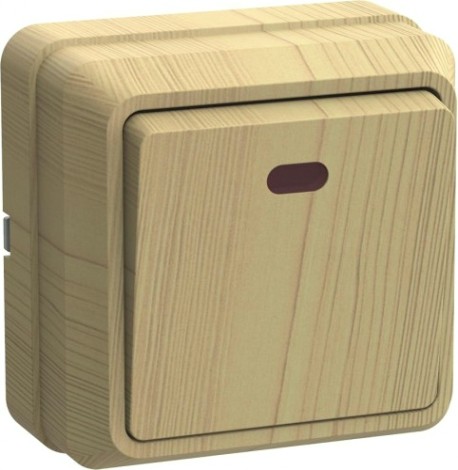 Выключатель одноклавишный IEK Октава ВС20-1-1-ОС 10А IP20 с индикацией, сосна [EVO11-K03-10-DC]