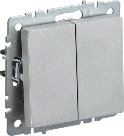 Выключатель проходной IEK BRITE ВС10-2-6-БрА 2-клавишный 10А алюм. [BR-V22-0-10-K47]