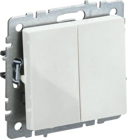 Выключатель проходной IEK BRITE ВС10-2-6-БрБ 2-клавишный 10А белый [BR-V22-0-10-K01]