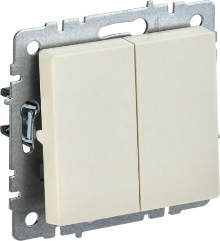 Выключатель проходной IEK BRITE ВС10-2-6-БрКр 2-клавишный 10А бежевый [BR-V22-0-10-K10]