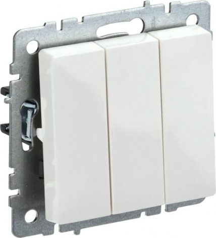 Выключатель трехклавишный IEK BRITE ВС10-3-0-БрБ 10А белый [BR-V30-0-10-K01]