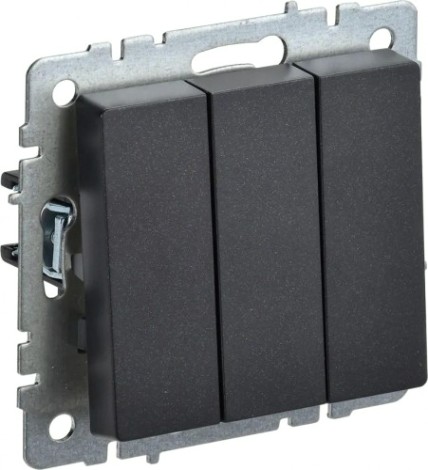 Выключатель трехклавишный IEK BRITE ВС10-3-0-БрЧ 10А черный [BR-V30-0-10-K02]