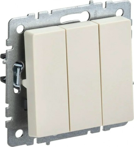 Выключатель трехклавишный IEK BRITE ВС10-3-0-БрКр 10А бежевый [BR-V30-0-10-K10]