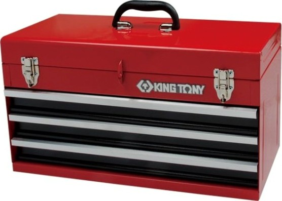 Ящик для инструмента KING TONY 87401-3 3 выдвижных ящика и отсек, красных