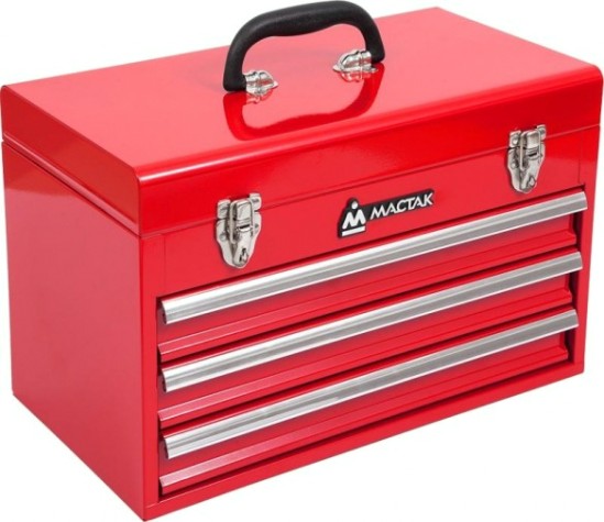 Ящик для инструмента МАСТАК 511-03380R 3 выдвижные полки, красный