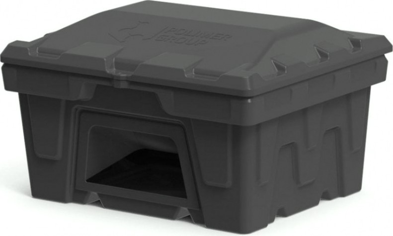 Ящик для песка и химикатов POLIMER GROUP 250 л с крышкой и дозатором [черный]