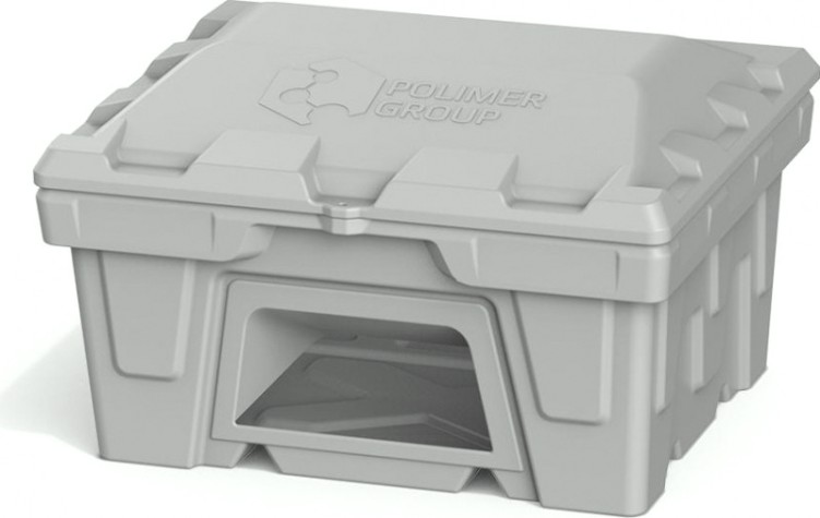 Ящик для песка и химикатов POLIMER GROUP 250 л с крышкой и дозатором [серый]
