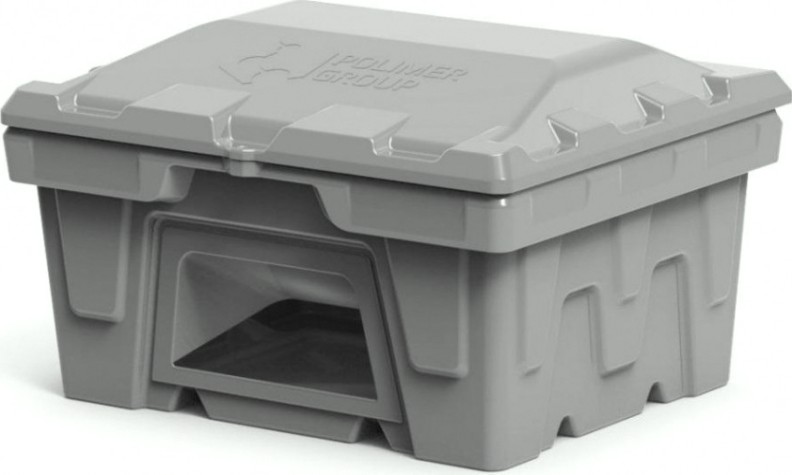 Ящик для песка и химикатов POLIMER GROUP 250 л с крышкой и дозатором [серый]