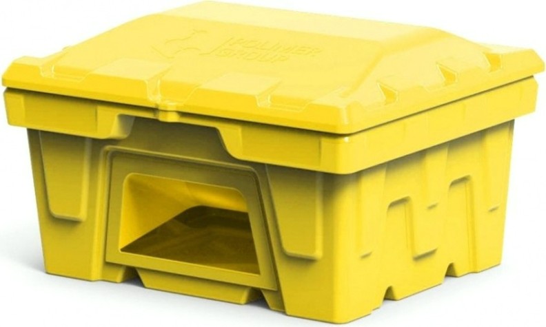 Ящик для песка и химикатов POLIMER GROUP 250 л с крышкой и дозатором [желтый]