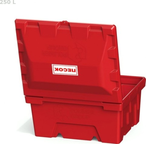 Ящик для песка и химикатов POLIMER GROUP 250 л с крышкой [красный]
