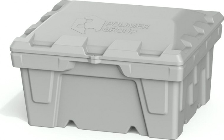 Ящик для песка и химикатов POLIMER GROUP 250 л с крышкой [серый]