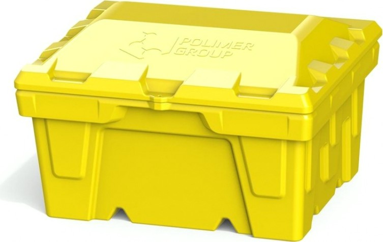 Ящик для песка и химикатов POLIMER GROUP 250 л с крышкой [желтый]