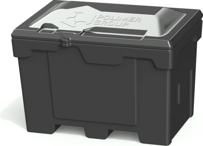 Ящик для песка и химикатов POLIMER GROUP 500 л с крышкой [черный]