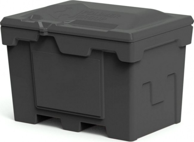 Ящик для песка и химикатов POLIMER GROUP 500 л с крышкой [черный]