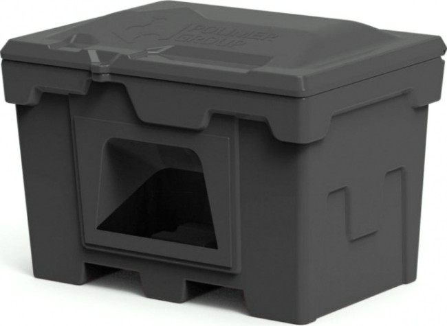 Ящик для песка и химикатов POLIMER GROUP 500 л с крышкой и дозатором [черный]