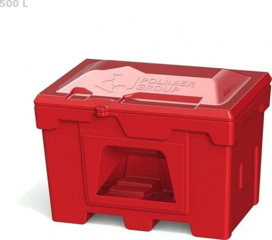 Ящик для песка и химикатов POLIMER GROUP 500 л с крышкой и дозатором [красный]