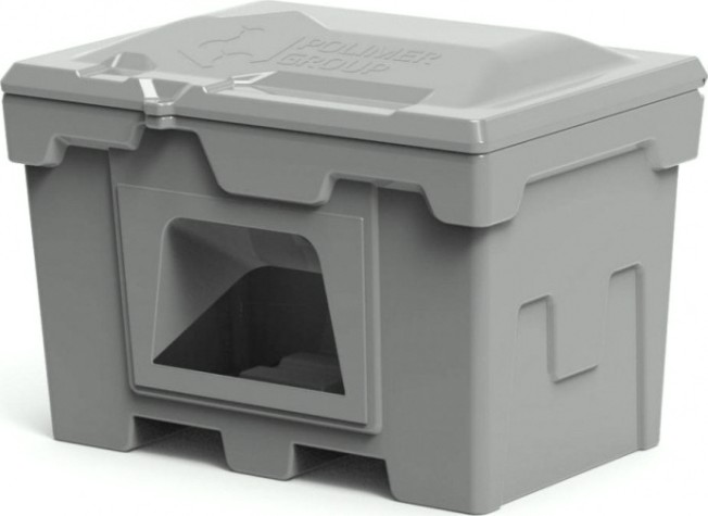 Ящик для песка и химикатов POLIMER GROUP 500 л с крышкой и дозатором [серый]