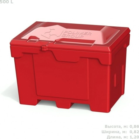 Ящик для песка и химикатов POLIMER GROUP 500 л с крышкой [красный]