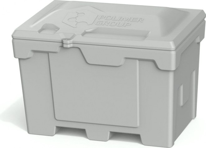 Ящик для песка и химикатов POLIMER GROUP 500 л с крышкой [серый]