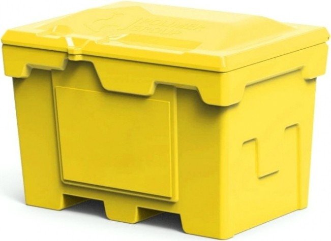 Ящик для песка и химикатов POLIMER GROUP 500 л с крышкой [желтый]