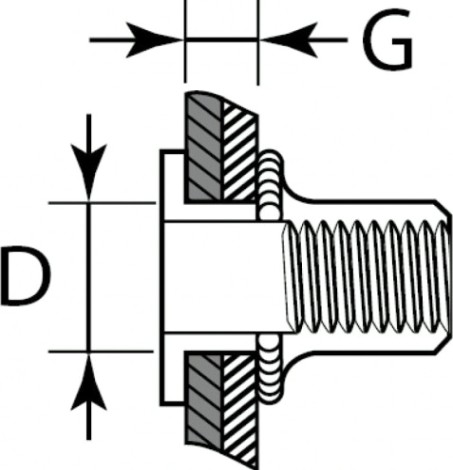 Заклепка резьбовая с насечками KRAFTOOL Nut-R M10 стальная, уменьш. бортик 150 шт [311708-10]