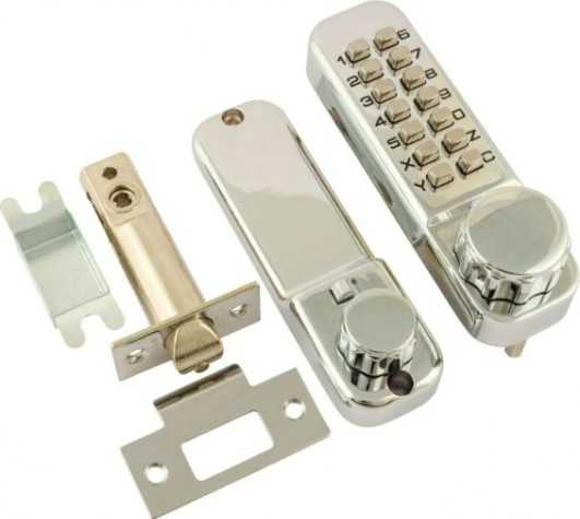 Замок накладной кодовый НОРА-М 101 с блокир. автозапирания "Хром" [7315]