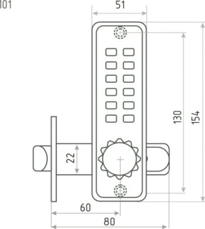 Замок накладной кодовый НОРА-М 101 с блокир. автозапирания "Хром" [7315]