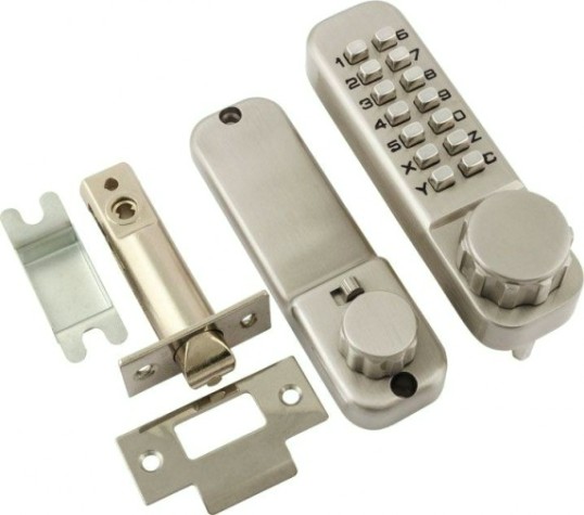 Замок накладной кодовый НОРА-М 101 с блокир. автозапирания "Матовый хром" [7313]