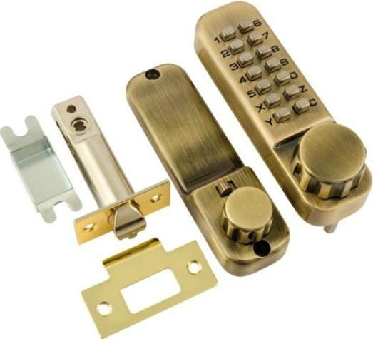 Замок накладной кодовый НОРА-М 101 с блокир. автозапирания "Старая бронза" [7314]