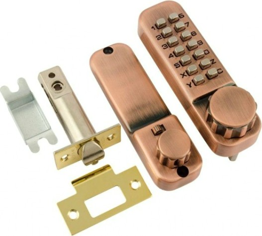 Замок накладной кодовый НОРА-М 101 с блокир. автозапирания "Старая медь" [7317]